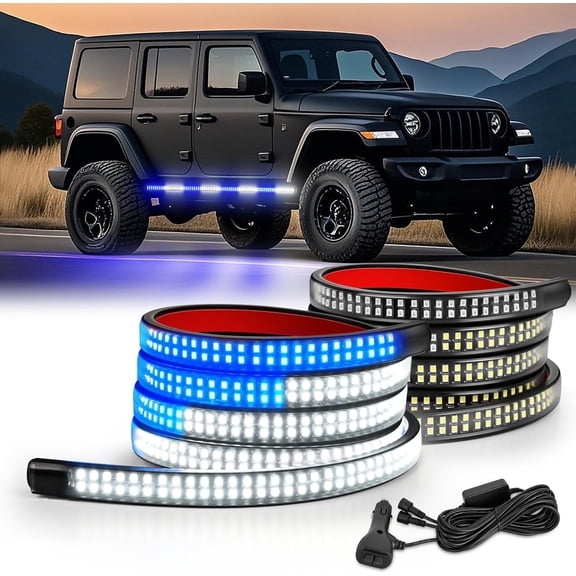 Nilight 2PCS 70 Inch Light Strip 1125 LED Running Board Lights White Flexible Side Flashing Warning Caution Safety Waterproof for Truck Pickup