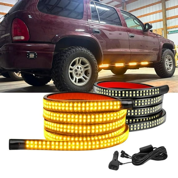 Nilight 2Pcs 70" Strobe Lights Strip 1125 LED Running Board Marker Light Amber Flexible Side Flashing Warning Caution Safety Light Waterproof for Truck Construction Vehicles Pickup
