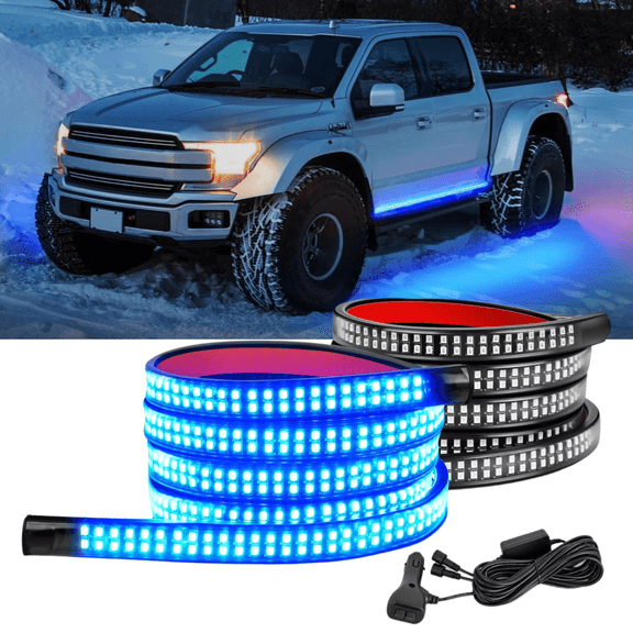 Nilight 2Pcs 70" Truck Strobe Lights Strip 1125 LED Emergency Running Board Lights Blue Flashing Warning Hazard Safety Side Step Lights for Trucks Pickup SUV