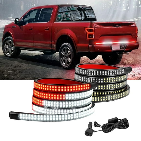 Nilight 2Pcs 70" Strobe Lights Strip 1125 LED Running Board Marker Light Red White Flexible Side Flashing Warning Caution Safety Light for Truck Construction Vehicles