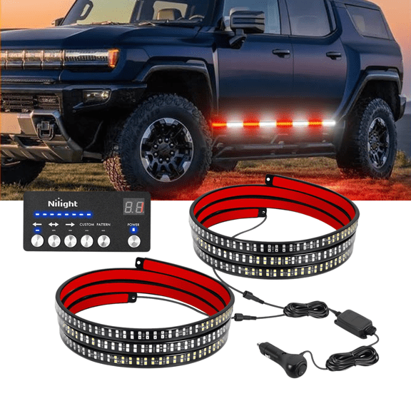Nilight 2PCS 70 Inch Running Board LED Light Strip with Controller, 864 LED Red White Flexible Side Light Strip, Waterproof Exterior Lighting for Trucks, Pickups, SUVs, Vans, Trailers