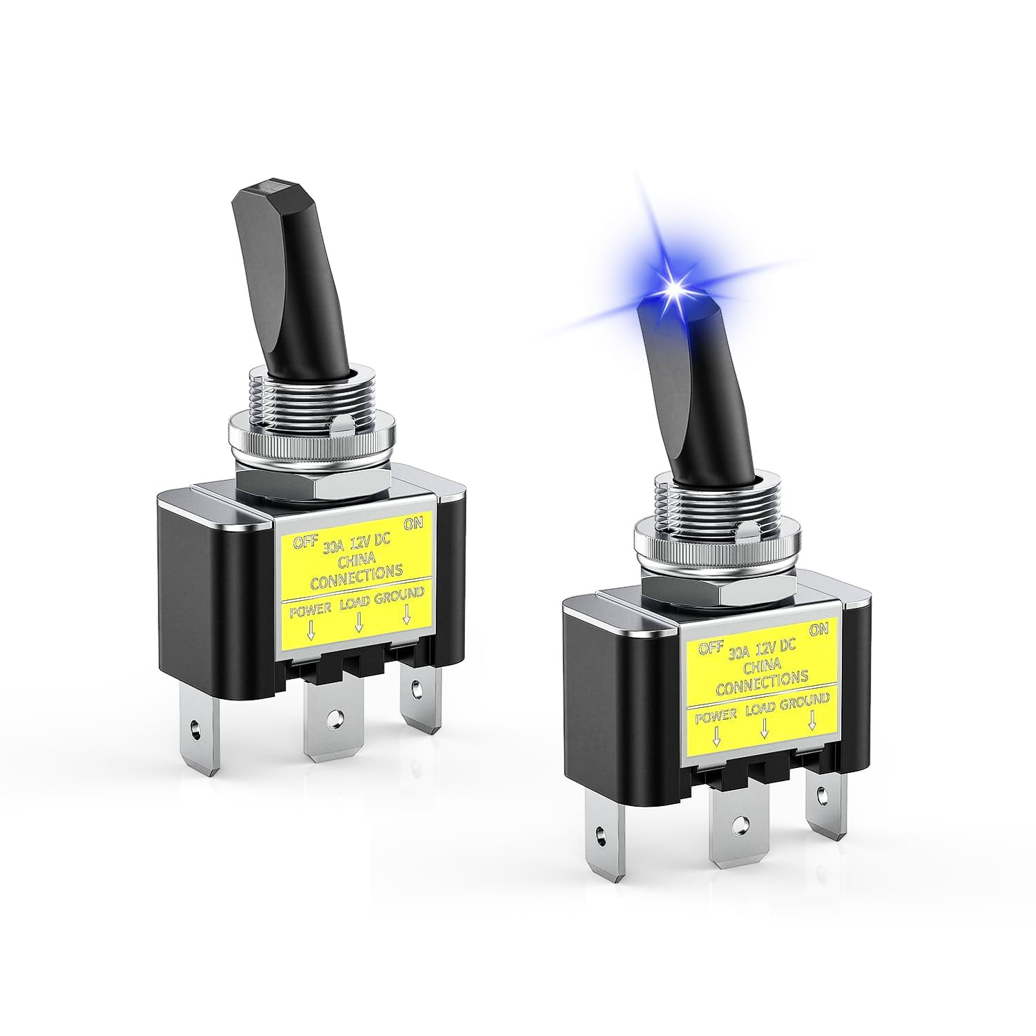 Nilight 2PCS Blue LED Toggle Switch 12V DC 30A 3 Pin On Off 2 Position ...