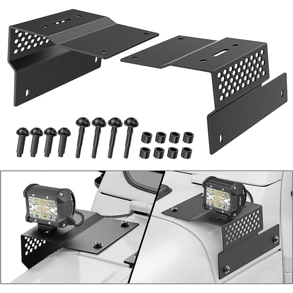Nilight 2PCS Cowl Pillar Windshield Mounting Brackets for Offroad LED Light Pod Work Light for 2018 2019 2020 2021 2022 2023 2024 2025 Wrangler JL JLU Gladiator JT