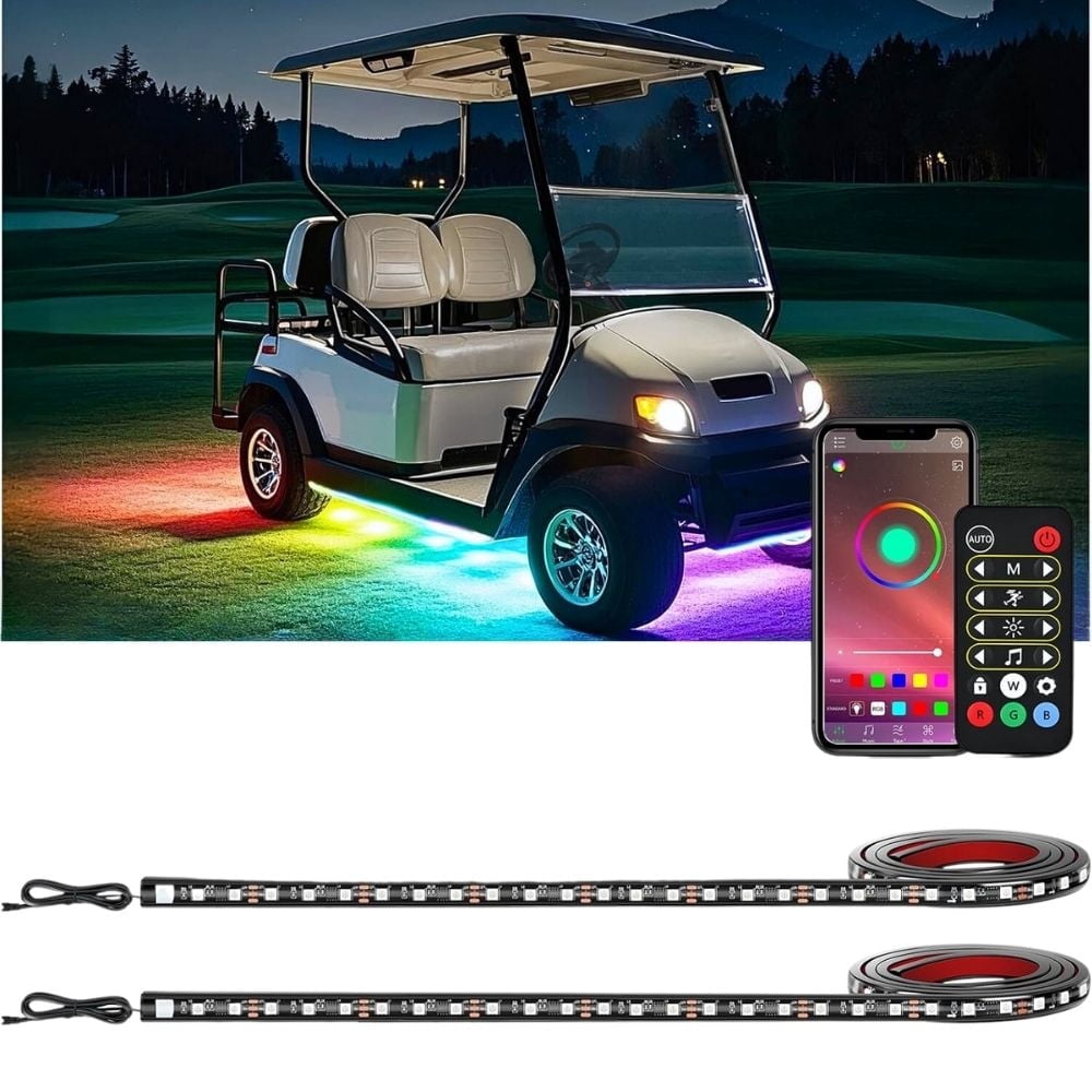 Nilight 2PCS Golf Cart Underglow LED Light Strip Dream Multi-Mode Neon Accent Lighting Kit APP and Remote Control Sound Active Music Sync 12V-65V Input for EZGO Yamaha Club Car