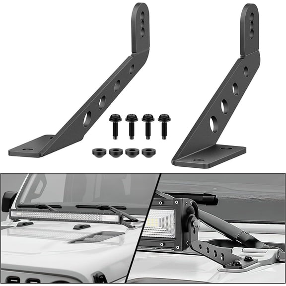 Nilight 2PCS Hood Straight Light Brackets 32 Inch LED Light Bar 2018 2019 2020 2021 2022 2023 2024 2025 Wrangler JL JLU Gladiator JT
