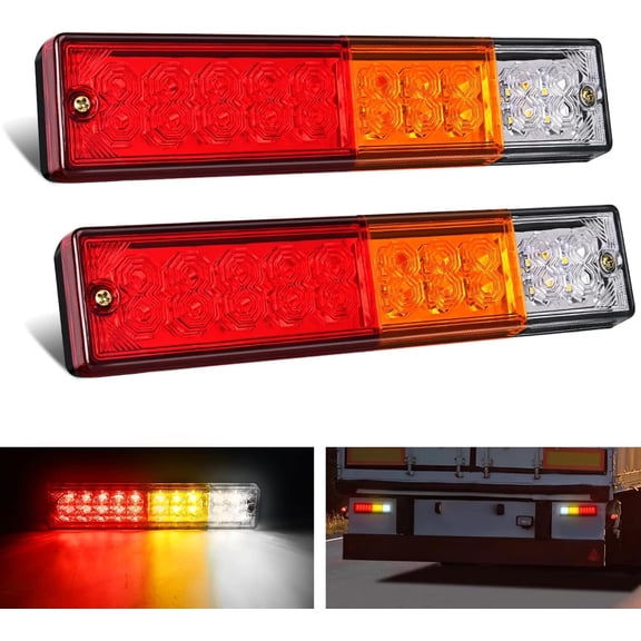 Nilight Trailer Tail Light Bar 2PCS 20LED Brake Running Turn Signals Reverse lights IP65 Waterproof for 10-30V Truck Trailers Caravan Van RV UTV Camper Boat