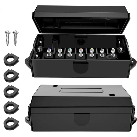 Nilight 2PACK 7 Way Electrical Trailer Junction Box 7 Gang Trailer Wire Connector Junction Box Weatherproof for Rewiring Camper RV Caravans Boat 7 Pole Cable Connection Box