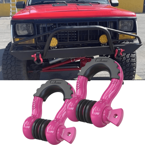 2 Packs 3/4" D-Ring Shackles with 7/8" Bolt 41,887Lbs Tensile Strength, Heavy Duty, Off-Road Recovery Shackles with Insulators for Use with Towing Belts, Off-Road Trucks