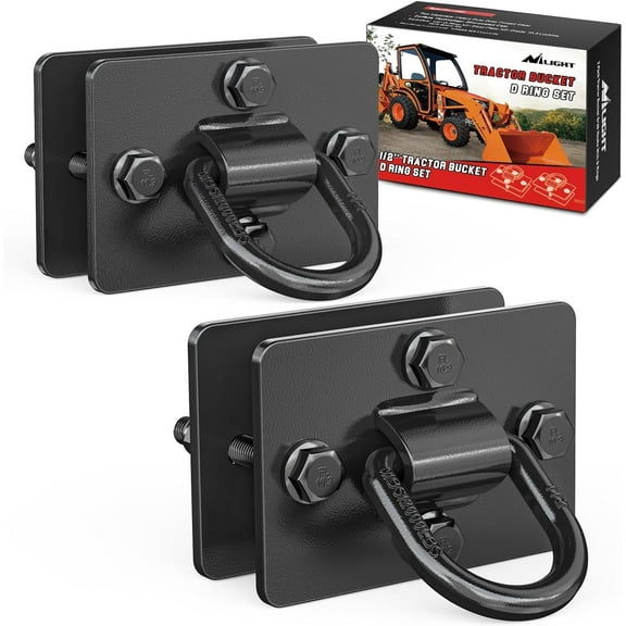 Nilight 2Pcs 1/2" D Rings for Trailers Heavy Duty Trailer Tie Down Rings, Grade 70 Forged Steel Bolt-On Grab with Back Plates for Tractor Bucket RV UTV Truck MBS 12000 lbs, Black