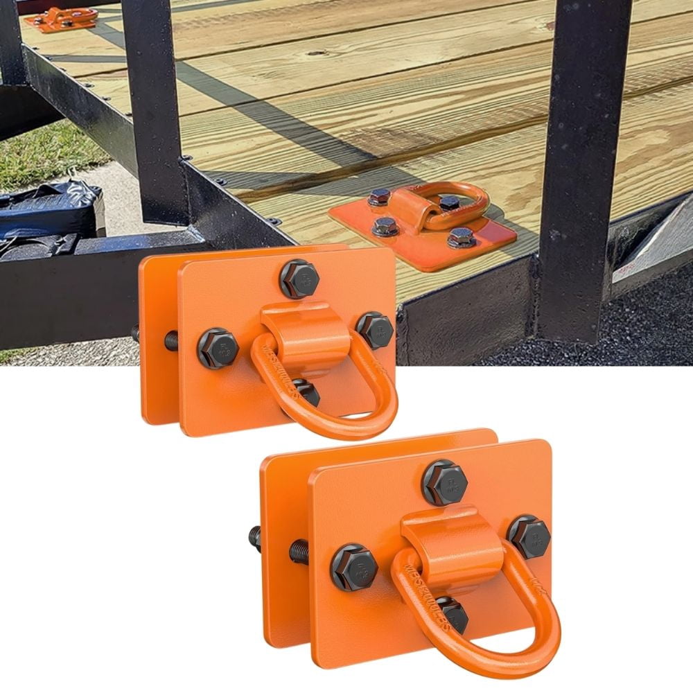 2Pcs 1/2" D Ring for Heavy Duty Trailer Tie Down Rings Grade 70 Forged Steel Bolt-On Grab with Back Plates for Tractor Bucket Truck MBS 12000 lbs