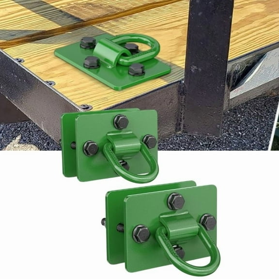 Nilight 2Pcs 1/2" D Rings for Trailers Heavy Duty Trailer Tie Down Rings, Grade 70 Forged Steel Bolt-On Grab with Back Plates for Tractor Bucket RV UTV Truck MBS 12000 lbs, Green