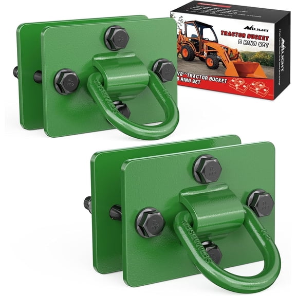 Nilight 2Pcs 1/2" D Rings for Trailers Heavy Duty Trailer Tie Down Rings, Grade 70 Forged Steel Bolt-On Grab with Back Plates for Tractor Bucket RV UTV Truck MBS 12000 lbs, Green