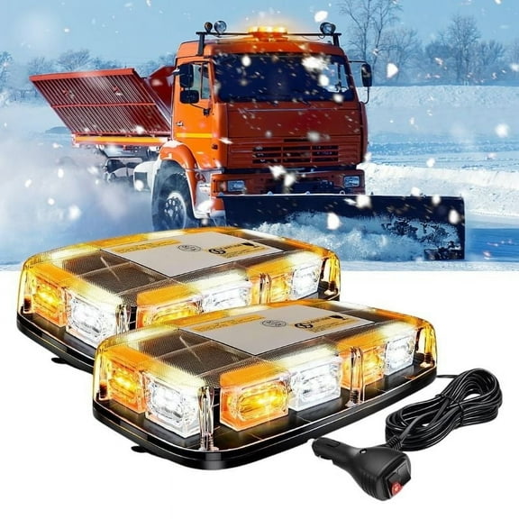 Nilight 2Pcs 12" Roof Top Strobe Lights 48Led Hazard Light Emergency Safety Warning Led Flashing Light Bar Magnetic Mount 12V 24V for Cars Trucks Snow Plows