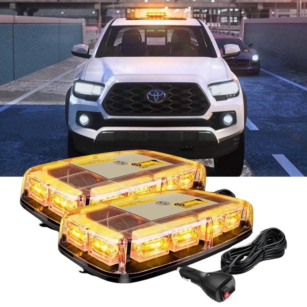 Nilight 2Pcs 12" Roof Top Strobe Lights 48Led Hazard Light Emergency Safety Warning Led Flashing Light Bar Magnetic Mount 12V 24V for Cars Trucks Snow Plow
