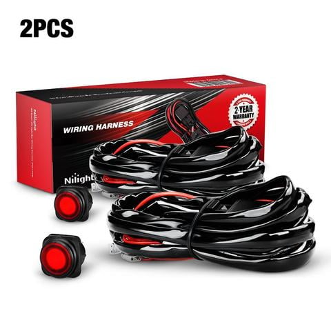 Nilight 2PCS LED Light Bar Wiring Harness Kit 12V On off Waterproof Switch Power Relay Blade Fuse,2 years Warranty