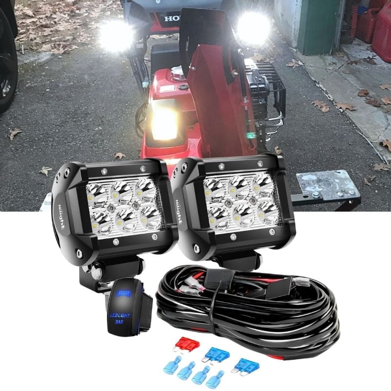 Nilight 12V Spot Beam LED Light Bar for Vehicles Marine Offroad with Rocker Switch & Wiring Harness