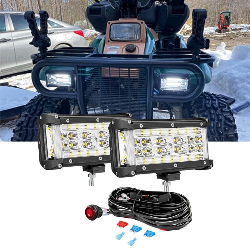 Nilight 2Pcs 3inch 15W Amber Led Pods Square Built-in EMC 90° Flood Beam Angle for Offroad Lights Side Rear Back-Up Light for Tractor Truck etc