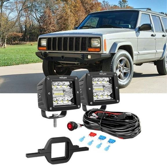 2Pcs 3" Led Pods Cubes 2" Tow Hitch Mounting Brackets Led Backup Reverse Lights Rear Search Light Bar Wiring Harness Kit 2 Leads for Truck Trailer