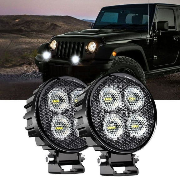 Nilight 2Pcs 3inch Led Pods Round 1500LM Built-in EMC Work Light 90 Flood Beam Angle for Offroad Lights Side Light Rear Back-Up Light for Tractor Truck Motorcycle Boat ATV UTV