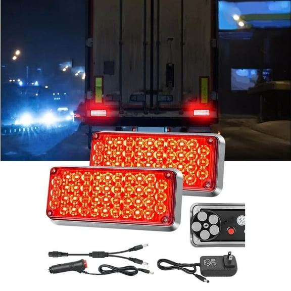 Nilight 2Pcs 42Led Red Wireless Magnetic Strobe Lights Portable Warning Hazard Strobe Lights Surface Mount Waterproof 5 Patterns for 12V 24V Cars Trucks Van off Road Vehicles ATV