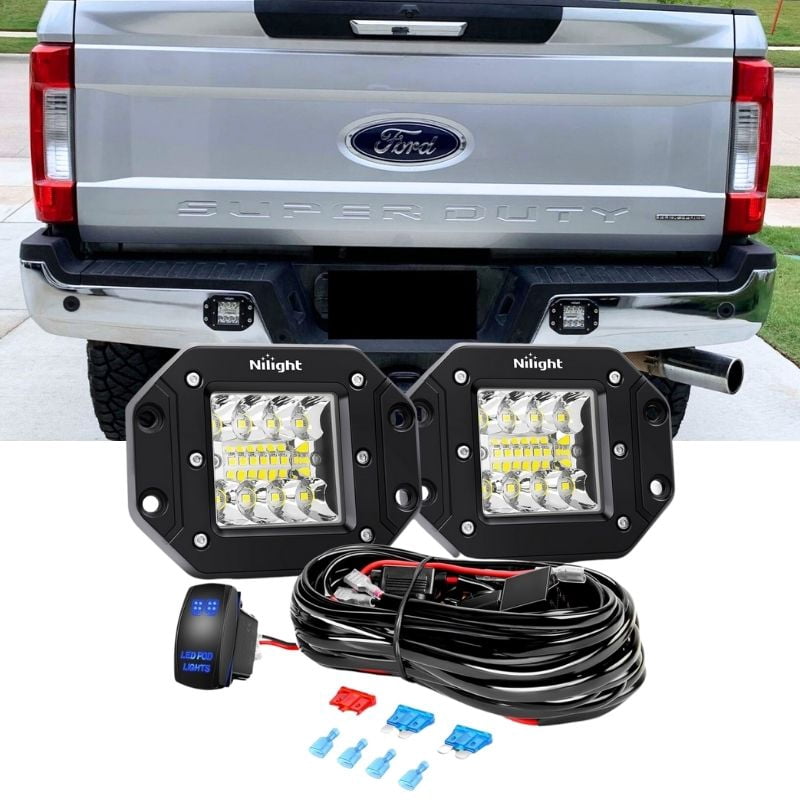 Nilight Flood Combo Beam LED Light Bar 12V-24V with Rocker Switch Wiring Harness Kit