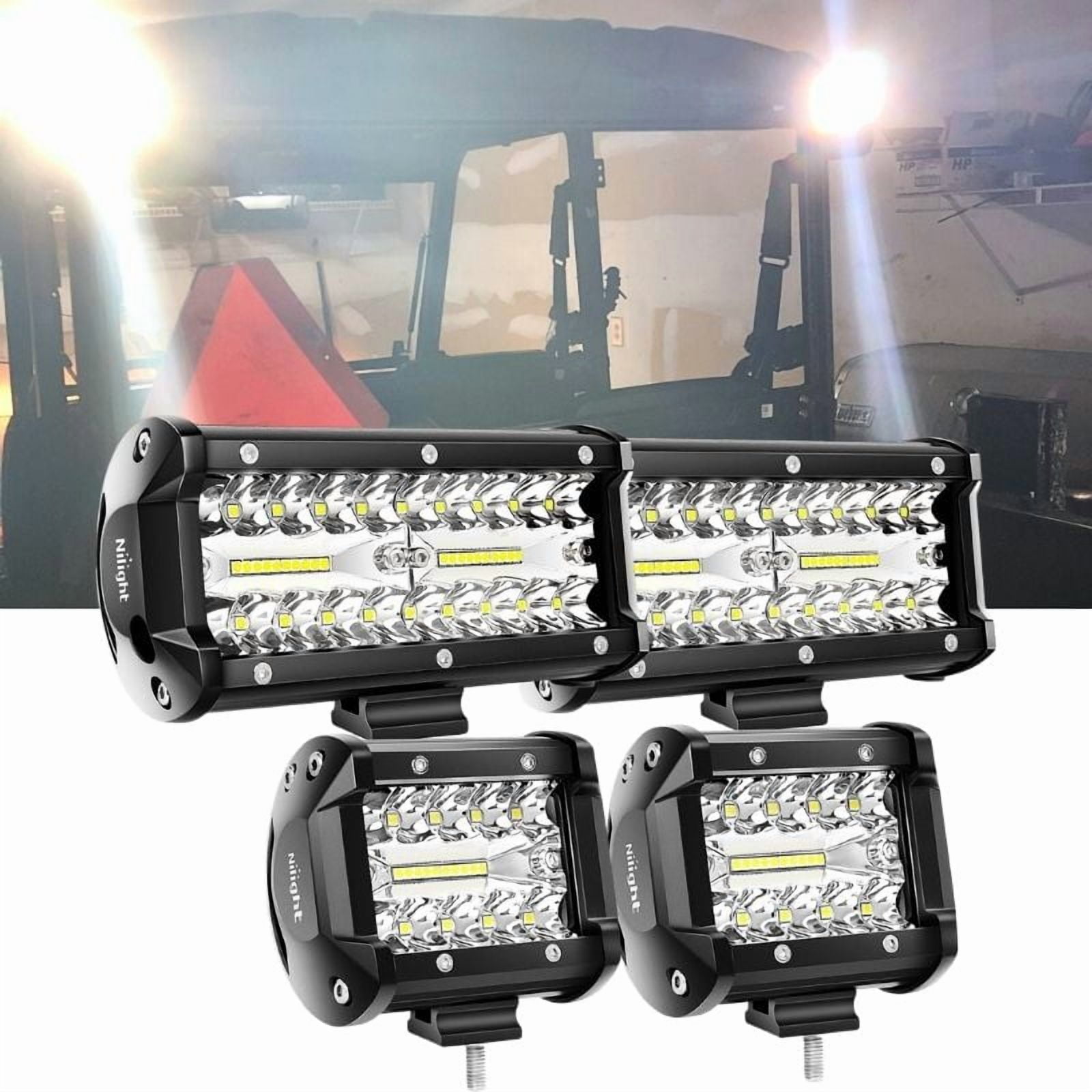 Nilight 60W Waterproof Offroad Flood Spot Combo LED Light Bar with Mounting Bracket