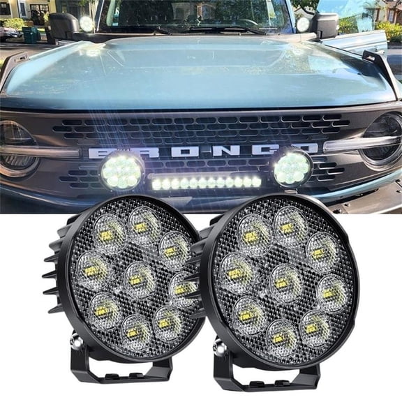 Nilight 2Pcs 4" Led Pods Round 3370LM Built-in EMC Work Light 90 Flood Beam Angle for Offroad Lights Side Light Rear Back-Up Light for Truck ATV UTV