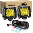 thumbnail image 1 of Nilight 2Pcs 4inch Yellow Led Pods Triple Row 60W Flood Spot Combo Driving Fog Lights with 16AWG Switch Wiring Harness Kit-2 Leads for Offroad Pickup Trucks ATV UTV SUV, 1 of 7