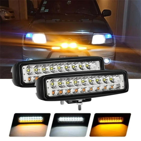 Nilight LED Pods 2Pcs 54W White/Amber 6" Flood Offroad Fog Light Bar Waterproof Lighting for Tractor Boat SUV ATV UTV 4WD Car Truck Motorcycle Dirt Bike Golf Cart 12V 24V