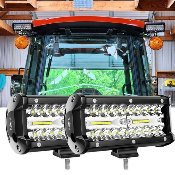 Nilight 6.5" 2PCS 6.5" 120W Spot & Flood Combo Bar Driving Waterproof Led Work Light Triple Rows Off-Road Truck Car ATV SUV Jeep Cabin Boat