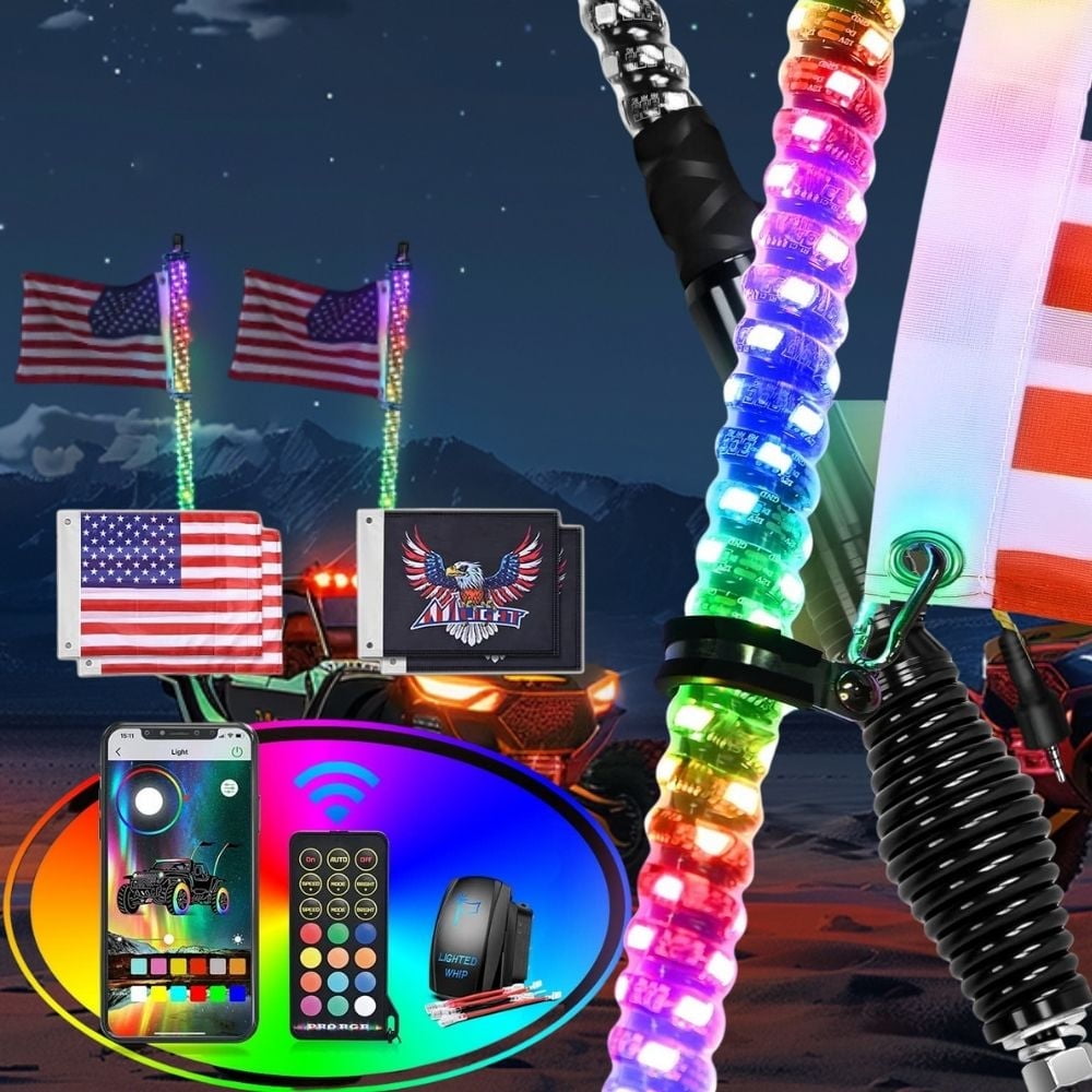 Whip Lights Nilight 2PCS 6FT RGB LED Whip Light, Remote App