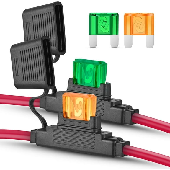 Nilight 2PCS Inline Maxi Fuses Holder 10 Gauge AWG Tin Plated Copper 12V Holder 30A 40A Maxi APX IP67 Waterproof Maximum 60A Fuse Link for Car Truck Marine Boat