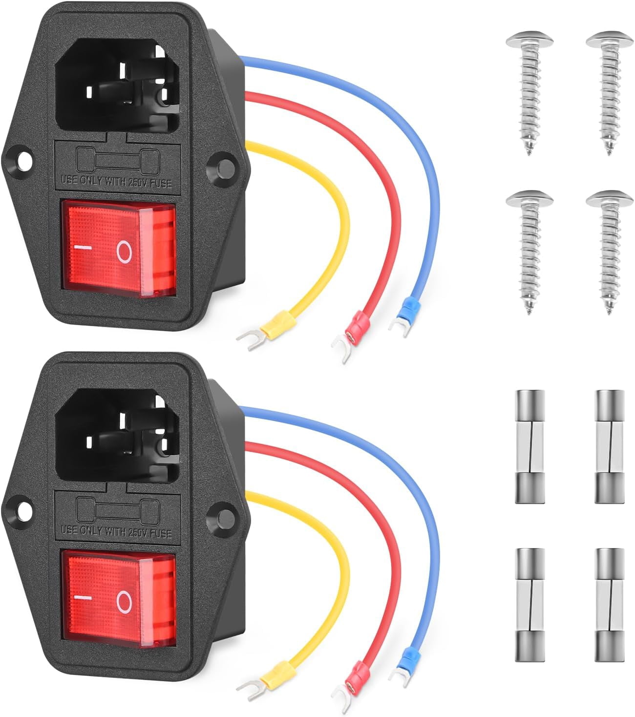Nilight 2Pcs Switch Power Socket 10A 250V AC Power Socket Inlet Module ...