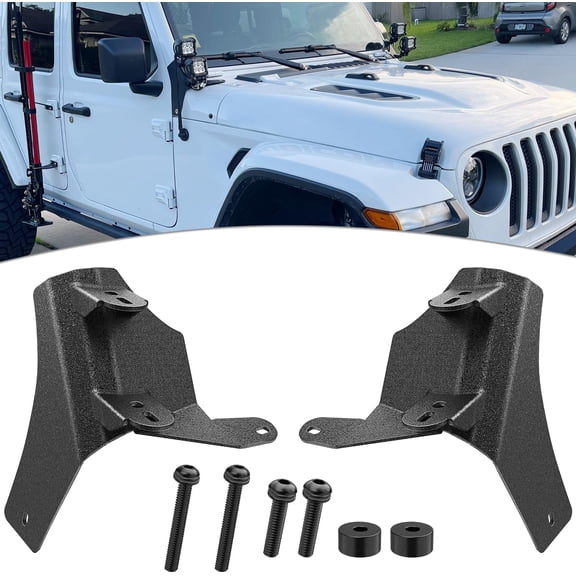 Nilight 2Pcs Windshield Hinge Mounting Brackets Dual A-Pillar for Offroad LED Fog Light Pods for 2018 2019 2020 2021 2022 2023 Wrangler JL/2020-2023 Gladiator JT ,Black