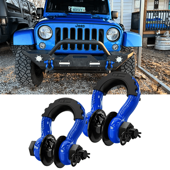 Nilight 3/4" D Ring Shackle with Towing Pulley 2 Pack 4.75 Ton (9500 Lbs) 7/8" Pin Heavy Duty off Road Recovery Shackle with Isolators Washer Kit for Jeep Truck Tractor Vehicle
