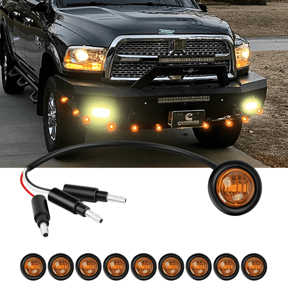 Nilight 3/4inch Round Marker Light 10PCS Amber LED Turn Signals Light 3 Connectors Side Indicator Bullet Clearance Light IP68 Waterproof for Trailer Truck Camper Van Boat Bus