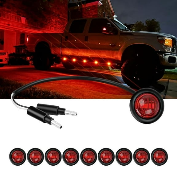 Nilight 3/4inch Round Marker Light 10Pcs Red Led Clearance Light 2 Connectors Side Indicator Bullet Marker Light IP68 Waterproof for Trailer Truck Camper Van Boat Bus