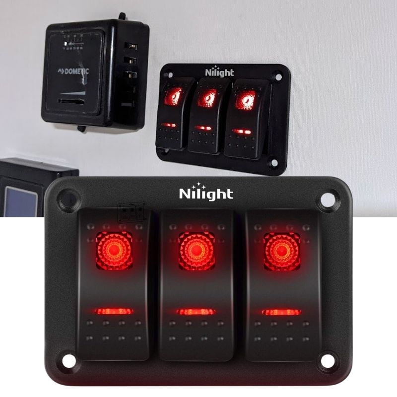 Nilight 3 Gang Aluminum Rocker Switch Panel Toggle Dash 5 Pin on off ...