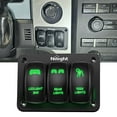 thumbnail image 1 of Nilight 3 Gang Rocker Switch Panel Aluminum 5 Pin on off Toggle Switch Panel Led Light Bar Switch SPST 12V-24V Green Switches for Marine Boats,Cars,ATVs,UTVs, 1 of 6
