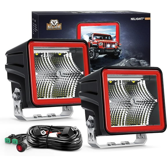 Nilight 3 Inch Cube LED Pod Light Bar 20W 2100LM Super Flood Light w/16AWG DT Wiring Harness Kit Screw-Less Offroad LED Driving Work Lights for Truck UTV 4x4 ATV Motorcycle