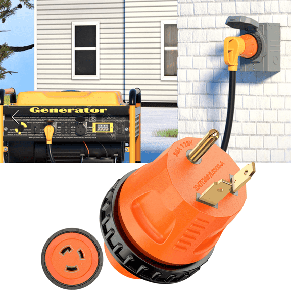 30 Amp to 30 Amp RV Adapter Cord with Locking Connector Plug, 30Amp Male to 30Amp Female Dogbone RV Trailer Camper, NEMA TT-30P to L5-30R