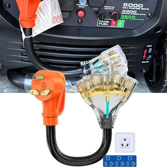 Nilight 30A to 110V RV Generator Distribution Adapter, 30A to 15A/20A Adapter, NEMA TT-30P Male to 3x5-15R/20R Household Outlet Female