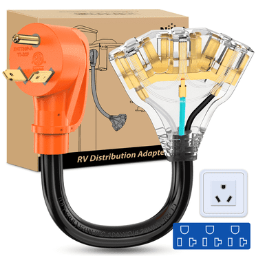 Nilight 30 Amp to 110V RV Adapter Cord 30 A to 15A RV Distribution Adapter Cord 3 Prong TT-30P Male to 3X 5-15R/5-20R Female ETL Listed for RV Camper Generator Household Outlet
