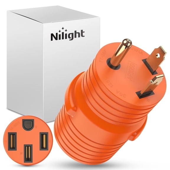 Nilight 30 Amp to 50 Amp RV Power Adapter 3 Prong 125/250 Volt Heavy Duty Converter TT-30P to 14-50R 30A Male Plug to 50A Female Receptacle for RV Camper Caravan Trailer Generator