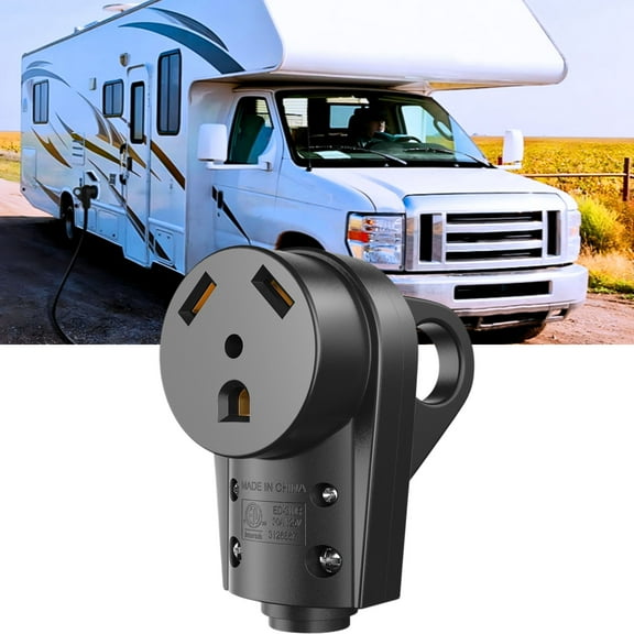 30A RV Plug Female, RV Receptacle Heavy Duty Replacement 125V, NEMA TT-30R Plug with Ergonomic Grip Handle for RV Camper Caravan Motorhome Van Trailer