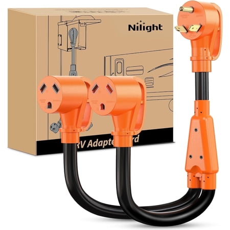 Nilight 30 Amp RV Y Splitter Adapter Cord, TT-30P Male to Dual TT-30R Female, 10 AWG Heavy Duty Pure Copper Cable for RV Camper Generator
