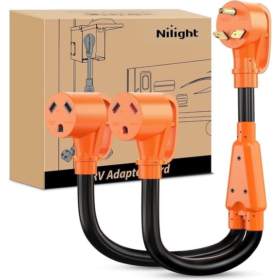 Nilight 30 Amp RV Y Splitter Adapter Cord, TT-30P Male to Dual TT-30R Female, 10 AWG Heavy Duty Pure Copper Cable for RV Camper Generator