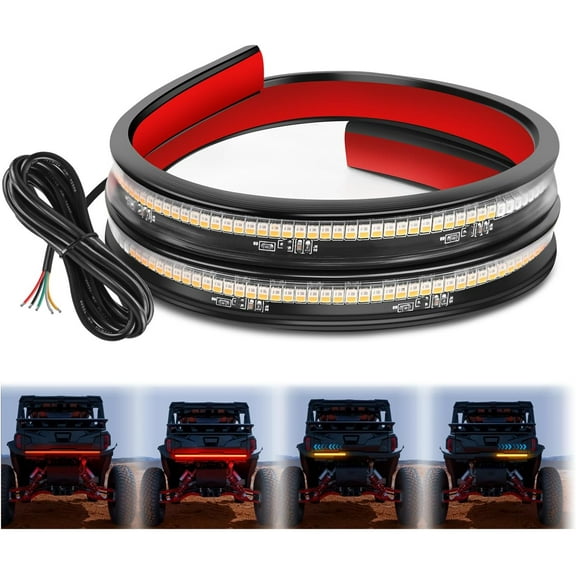Nilight 30 Inch UTV Tailgate Light Strip 204 LED Red Running Brake Light Amber Turn Signals Light Compatible with Polaris RZR Kawasaki Pioneer Can Am Golf Cart Off-Road Truck Trailer