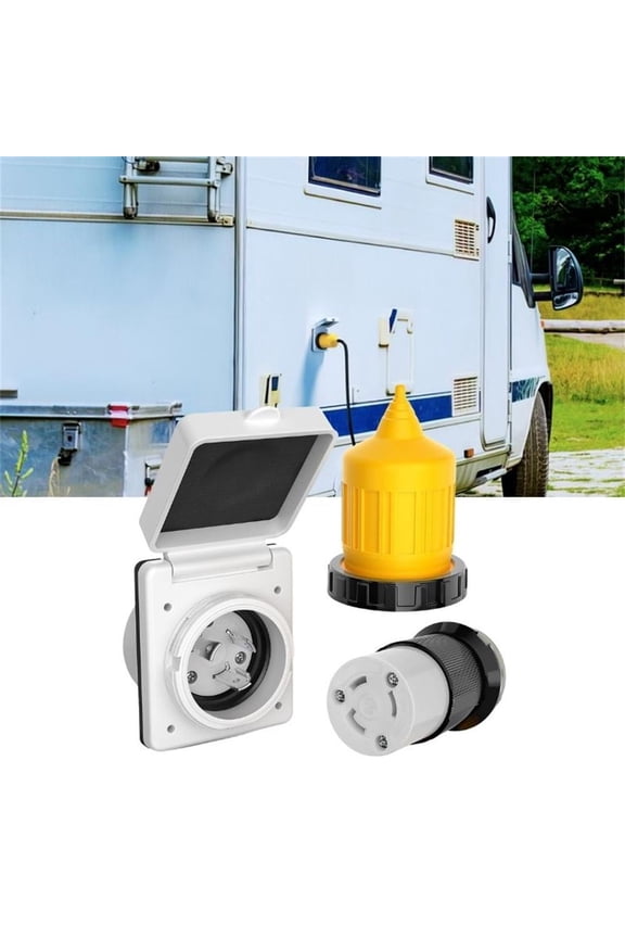 30A RV Power Inlet Outlet Shore Power Kit w/Boot Cord Protector ETL Listed 125V NEMA L5-30P L5-30R Twist Lock Male Female Connector Plug for RV Camper Caravan Trailer