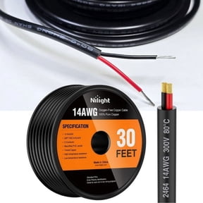 30FT 14AWG Oxygen-Free Copper Wire Red Black Electrical Wire Stranded PVC Cord 2 Conductor Parallel Flexible Extension Cords for Led Strips Lamps